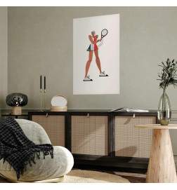 Poster - Tennis Player with a Racket on a White Background - Illustration