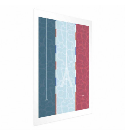 Poster - Illustration of a Pool Against the French Flag