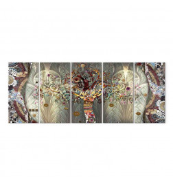 Schilderij - Tree of Life (5 Parts) Narrow