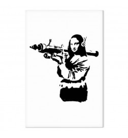 Schilderij - Banksy Mona Lisa with Rocket Launcher (1 Part) Vertical