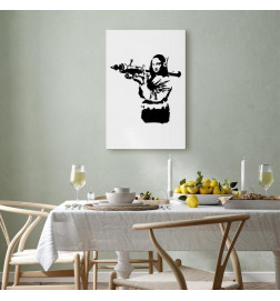 Schilderij - Banksy Mona Lisa with Rocket Launcher (1 Part) Vertical