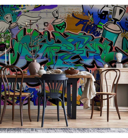 Fotobehang - Graffiti: blue theme
