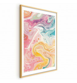 Plakat - Colorful Chaos - dynamic shapes in shades of pink, yellow, and blue