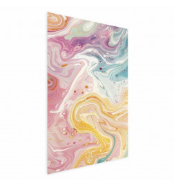 Poster - Colorful Chaos - dynamic shapes in shades of pink, yellow, and blue