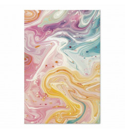 Poster - Colorful Chaos - dynamic shapes in shades of pink, yellow, and blue