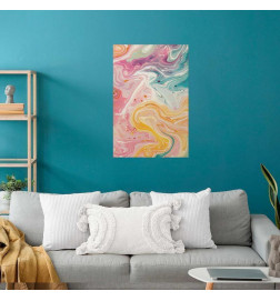 Plakāts - Colorful Chaos - dynamic shapes in shades of pink, yellow, and blue