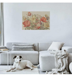 Plakat - Flower Bouquet on a Cream Background