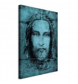 Canvas Print - Shroud of Turin in Turqoise (1 Part) Vertical