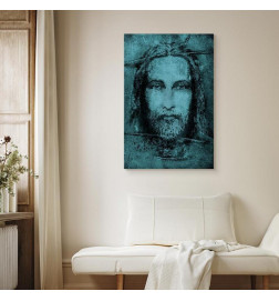 Tablou - Shroud of Turin in Turqoise (1 Part) Vertical