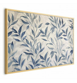 Plakat - Delicate Botanical Motif with Blue Leaves