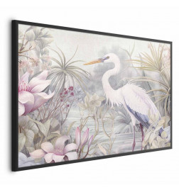 Plakat - Heron Wading in a Pond - illustration in light colors
