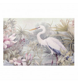 Poster - Heron Wading in a Pond - illustration in light colors