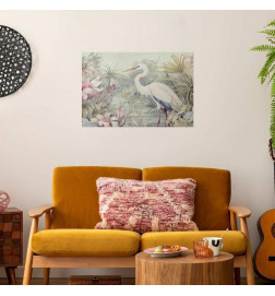 Plakāts - Heron Wading in a Pond - illustration in light colors