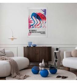 Poster - Colorful Repetition - three flamingo silhouettes with an inspiring quote