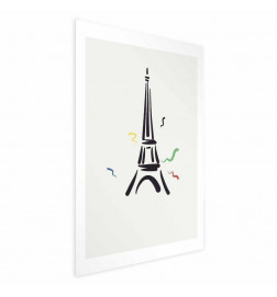 Juliste - Black Illustration of the Eiffel Tower on a Light Background