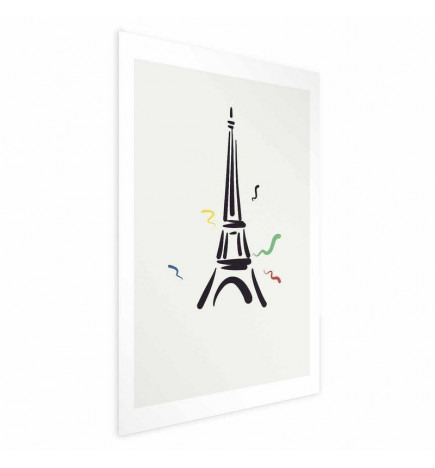 Poster - Black Illustration of the Eiffel Tower on a Light Background