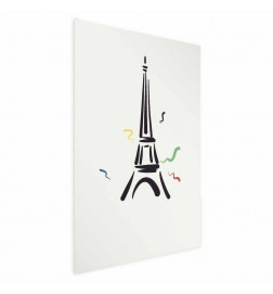 Juliste - Black Illustration of the Eiffel Tower on a Light Background