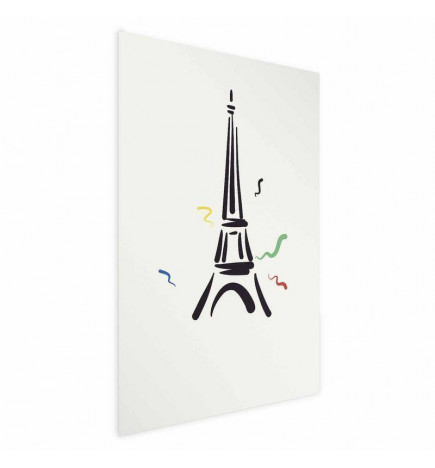 Juliste - Black Illustration of the Eiffel Tower on a Light Background