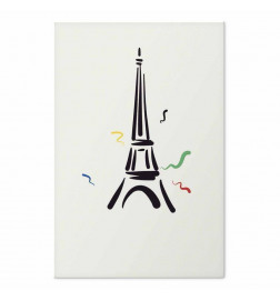Plakatas - Black Illustration of the Eiffel Tower on a Light Background