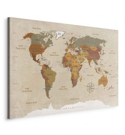 Paveikslas - World Map: Beige Chic