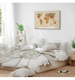 Canvas Print - World Map: Beige Chic
