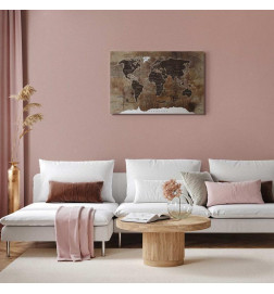 Tablou - World Map: Wooden Mosaic