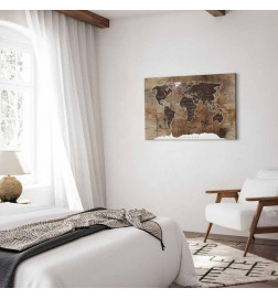 Quadro - World Map: Wooden Mosaic