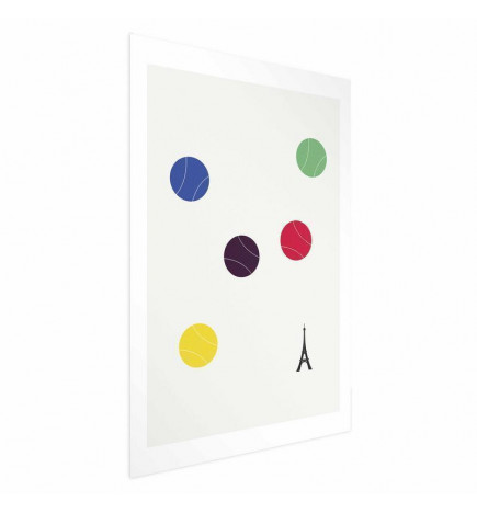 Poster - Eiffel Tower and Colorful Tennis Balls