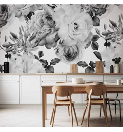 Fotobehang - Sentimental Garden (Black and White)