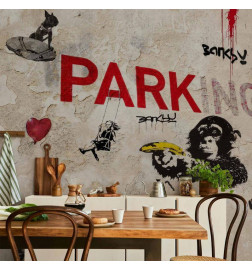 Fotobehang - [Banksy] Graffiti Collage