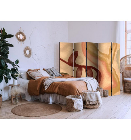 Biombo - Worn Figures - Shapes in Lime Wash Technique in Warm Colors