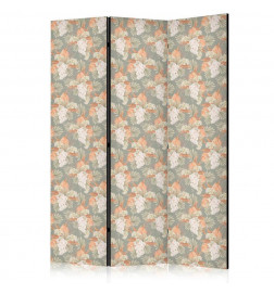 Paravan - Little Bouquets - Exotic Flowers and Leaves on a Gray-Green Background