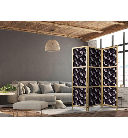 Japanese Room Divider - Birds Among Flowers - Pheasants Surrounding Peonies - Purple