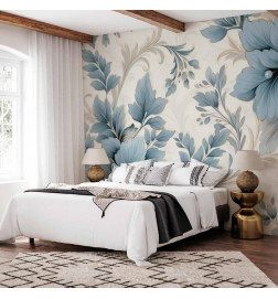 Fototapetti - Turquoise Flowers in Retro Ambience - Floristic Ornaments