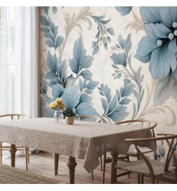 Fototapetti - Turquoise Flowers in Retro Ambience - Floristic Ornaments