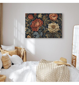 Tableau - Tapestry Large Flowers Retro Floral Motif in Kilim Style