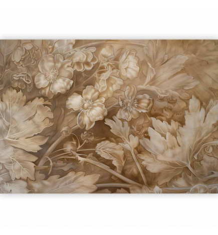 Fototapet - Floral Ornaments Carved in Delicate Sepia and Brown Shades