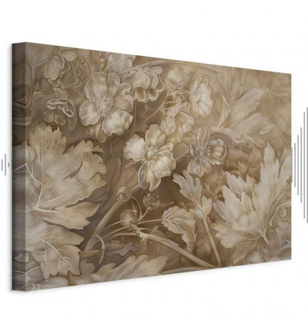 Tablou - Floral Ornaments Carved in Delicate Sepia and Brown Shades