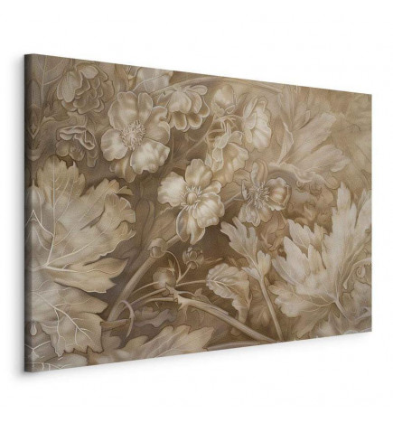 Canvas Print - Floral Ornaments Carved in Delicate Sepia and Brown Shades