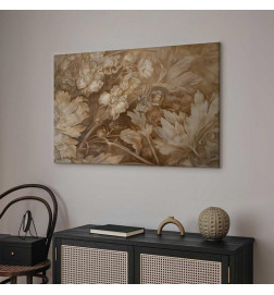 Quadro - Floral Ornaments Carved in Delicate Sepia and Brown Shades