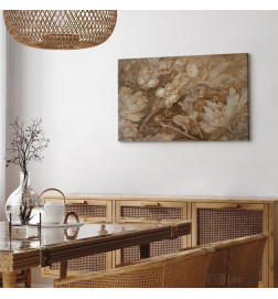 Tableau - Floral Ornaments Carved in Delicate Sepia and Brown Shades