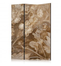 Paravento - Carved Floral Ornaments in Soft Sepia and Brown Tones