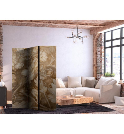 Paravan - Carved Floral Ornaments in Soft Sepia and Brown Tones