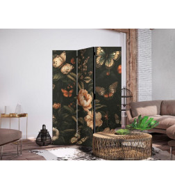 Paravent - Mysterious Garden - Butterflies Flying Over Flowers - Rustic Evening