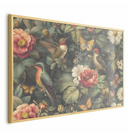 Plakāts - Flowers, Birds, and Butterflies - vintage-style illustration