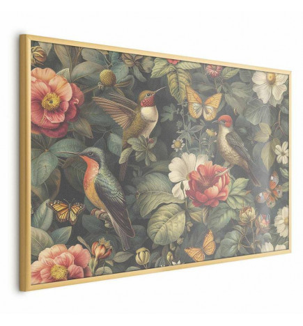 Poster - Flowers, Birds, and Butterflies - vintage-style illustration