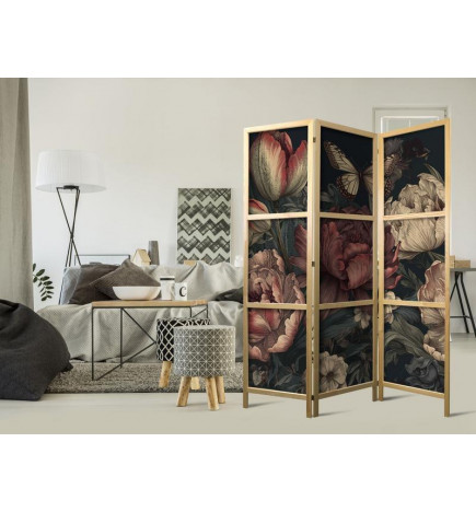 Paravan japonez - Floral Illustration - Magnificent Flower Buds on a Turquoise Background