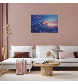 Poster - Night Concert in the Mountains: Clouds Illuminated by the Last Rays of the Sun