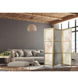 Paravento giapponese - Blooming Peonies - Bright Large Flowers Enveloped in White Mist