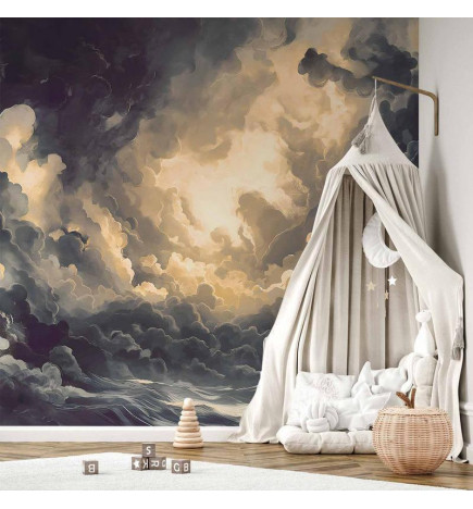 Papier peint - Epic Light Play: The Sun Battling for Dominance Over the Clouds